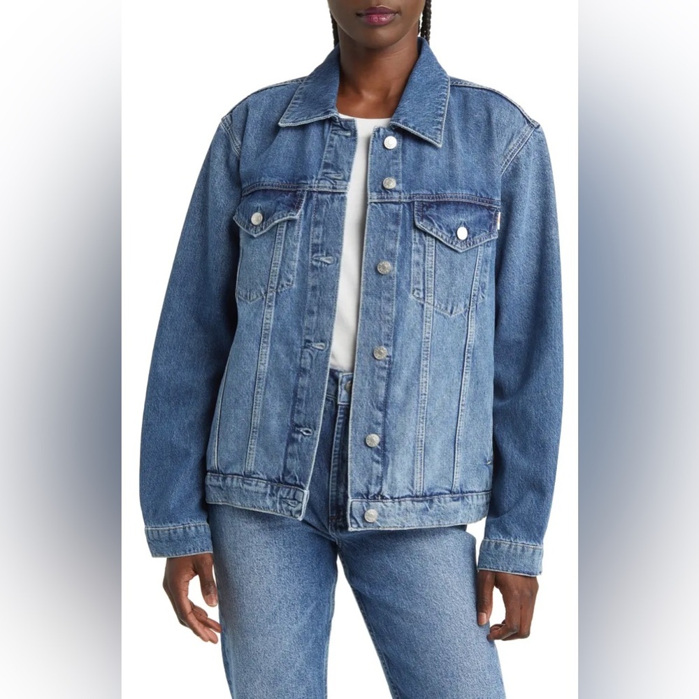 Rails Boyfriend Trucker Classic Blue Denim Jacket Size Medium